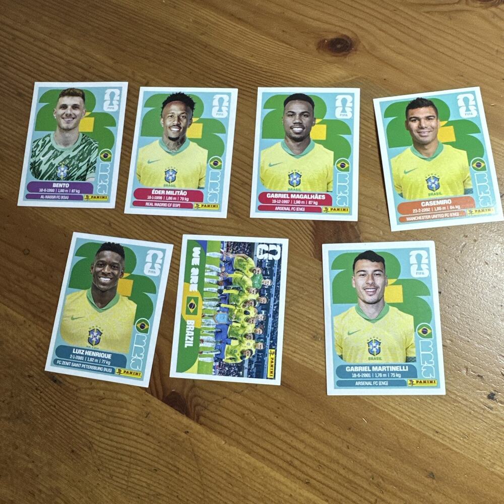 2026 Panini FIFA World Cup Stickers Team Brazil Lot ( Lot Of 7 Stickers )